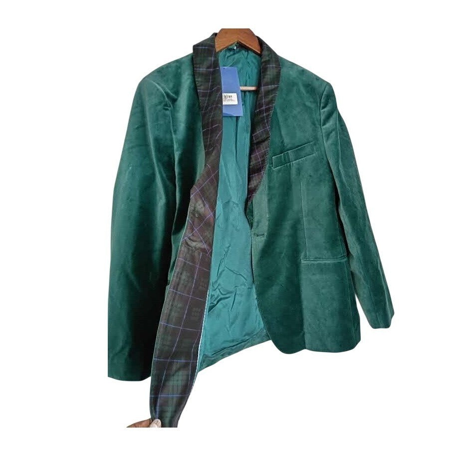 Vineyard Vines OTG Green Velvet Plaid Lapel Performance Blazer Mens 40R