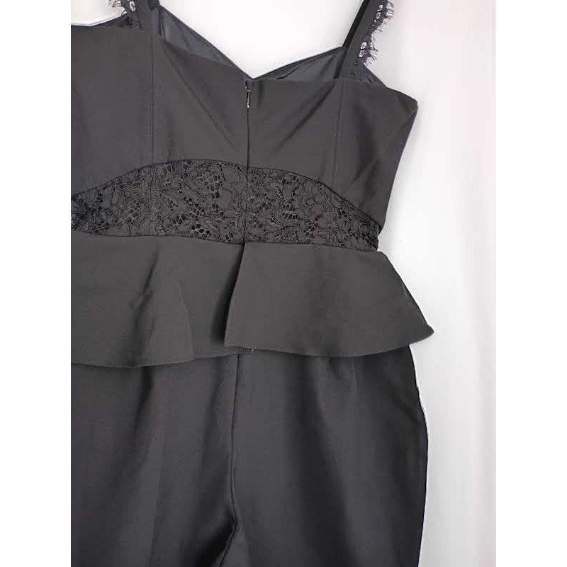 PARKER Kimora Black Peplum Jumpsuit Lace Waist Sweetheart Nk Fits S Elegant $308
