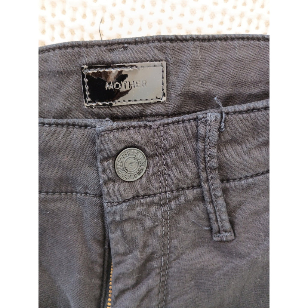 MOTHER Wee Misfit Black Lyocell Cotton Utility Pants Ankle Zip 24x28 USA $248