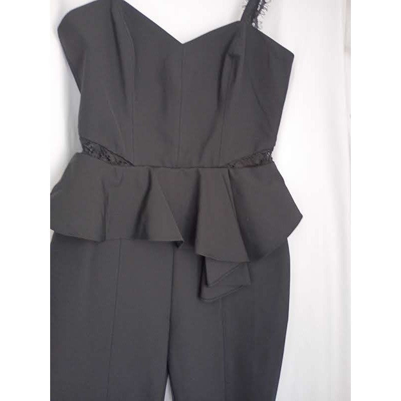 PARKER Kimora Black Peplum Jumpsuit Lace Waist Sweetheart Nk Fits S Elegant $308