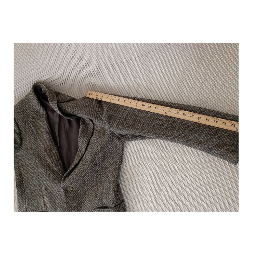GIMO'S Italy 100% Wool Herringbone Blazer 44R 50E Olive Brn Tweed Jacket Vintage