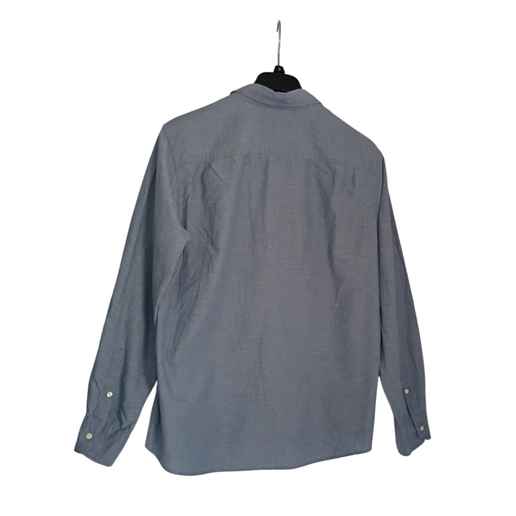 Vince XL Blue Cotton Linen Chambray Button Down Shirt Long Slv Pockets $245