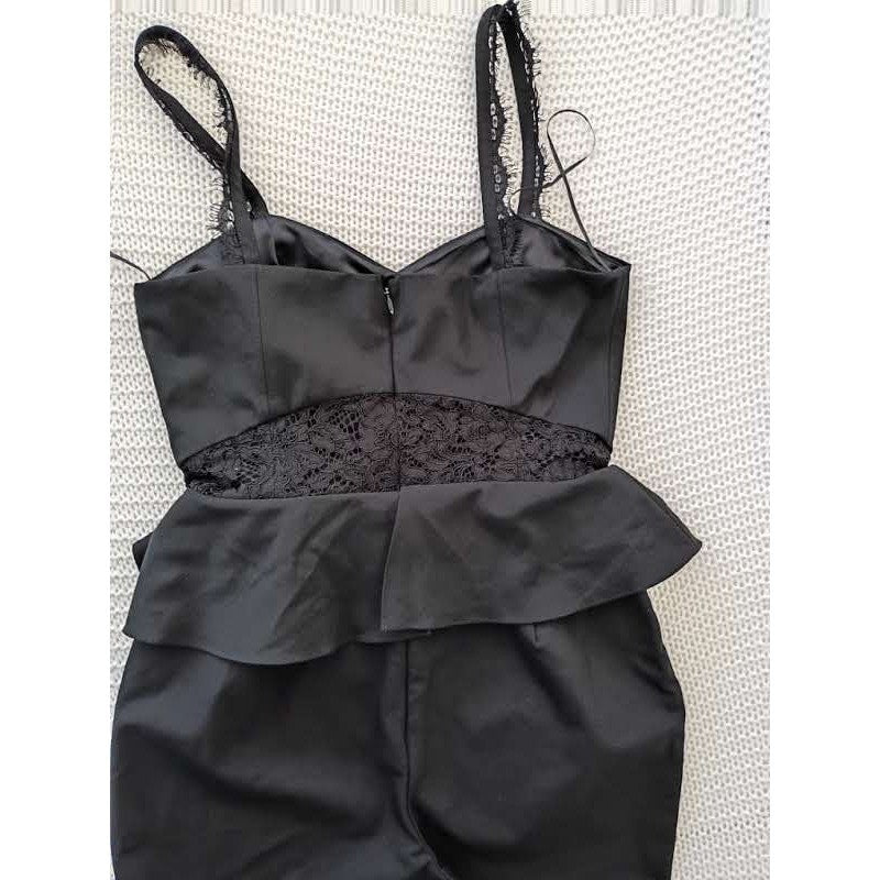 PARKER Kimora Black Peplum Jumpsuit Lace Waist Sweetheart Nk Fits S Elegant $308