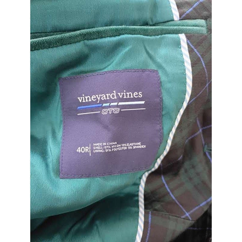 Vineyard Vines OTG Green Velvet Plaid Lapel Performance Blazer Mens 40R