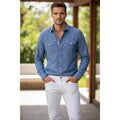 Vince XL Blue Cotton Linen Chambray Button Down Shirt Long Slv Pockets $245