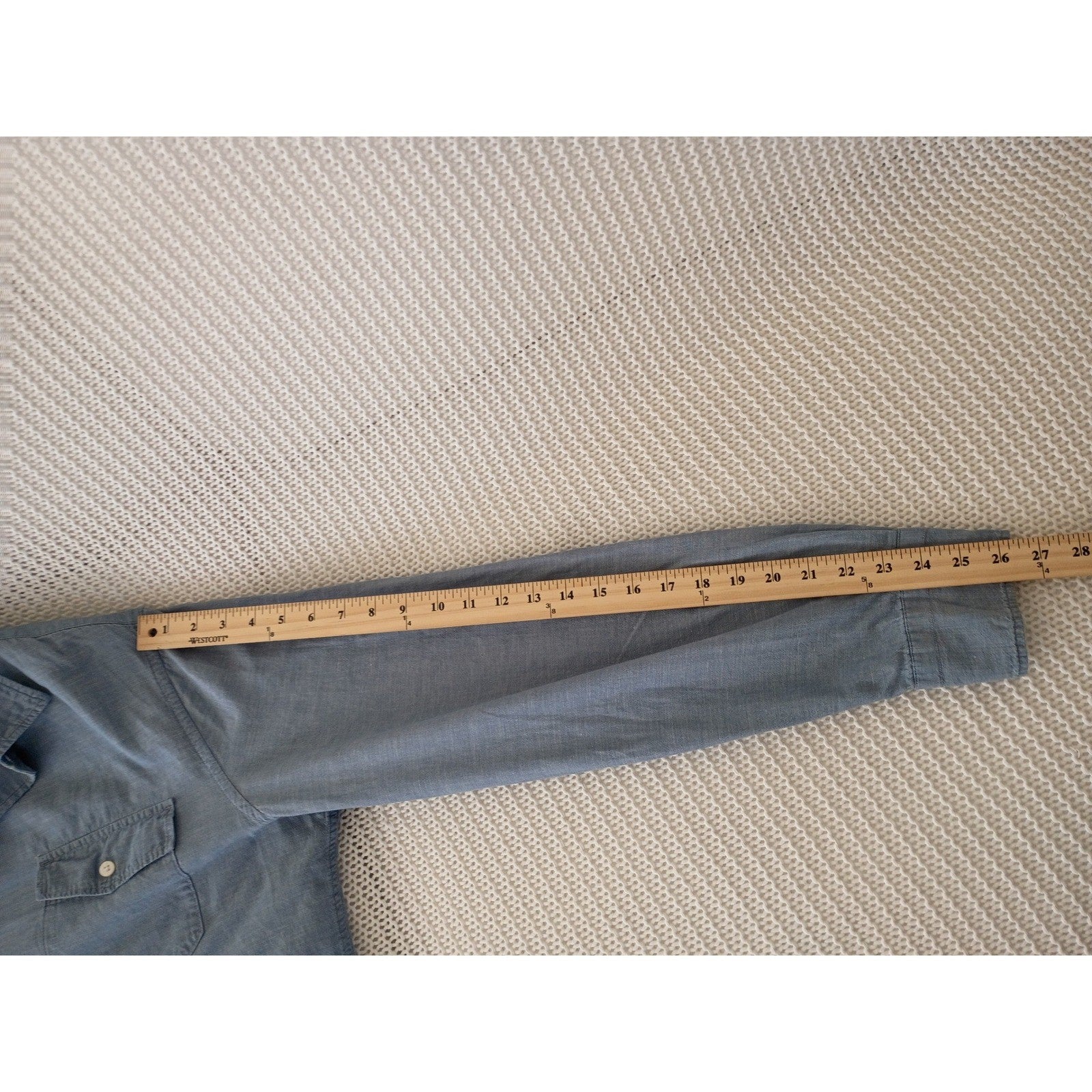 Vince XL Blue Cotton Linen Chambray Button Down Shirt Long Slv Pockets $245