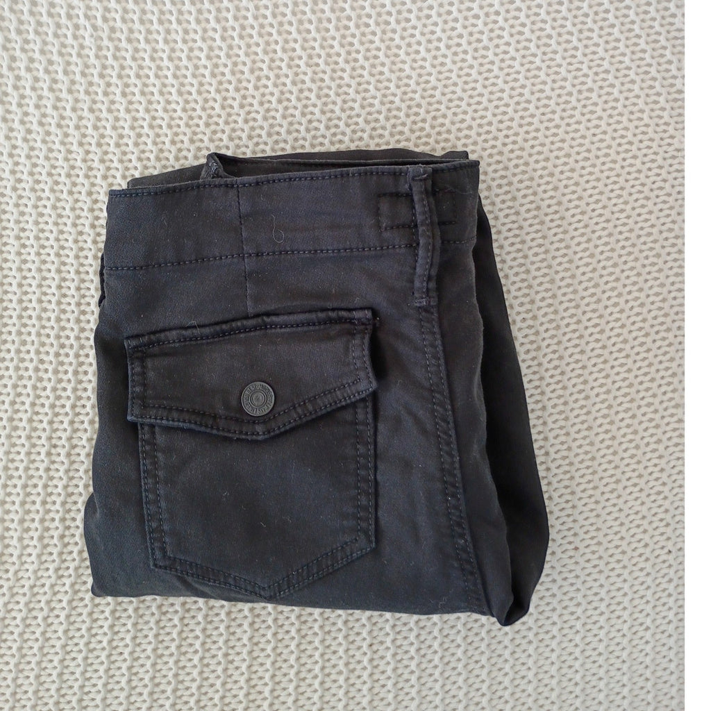 MOTHER Wee Misfit Black Lyocell Cotton Utility Pants Ankle Zip 24x28 USA $248
