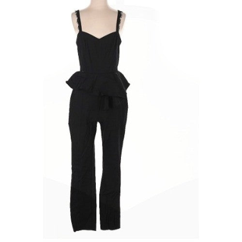 PARKER Kimora Black Peplum Jumpsuit Lace Waist Sweetheart Nk Fits S Elegant $308
