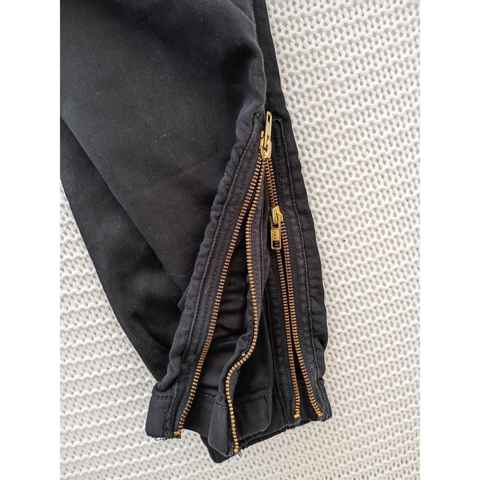 MOTHER Wee Misfit Black Lyocell Cotton Utility Pants Ankle Zip 24x28 USA $248