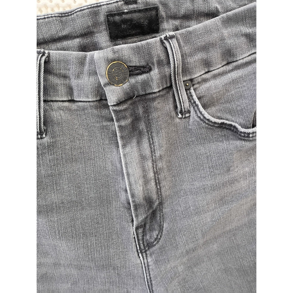 MOTHER Looker Ankle Fray Jeans Burning Out Lanterns Grey Distressed 25x26.5 $238