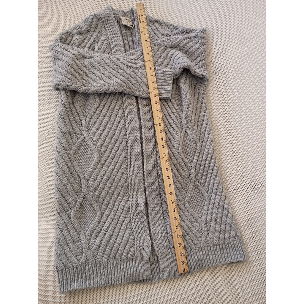 ST JOHNS BAY Gray Chunky Cable Knit Open Cardigan M/L NWOT Cozy Grandmacore $54