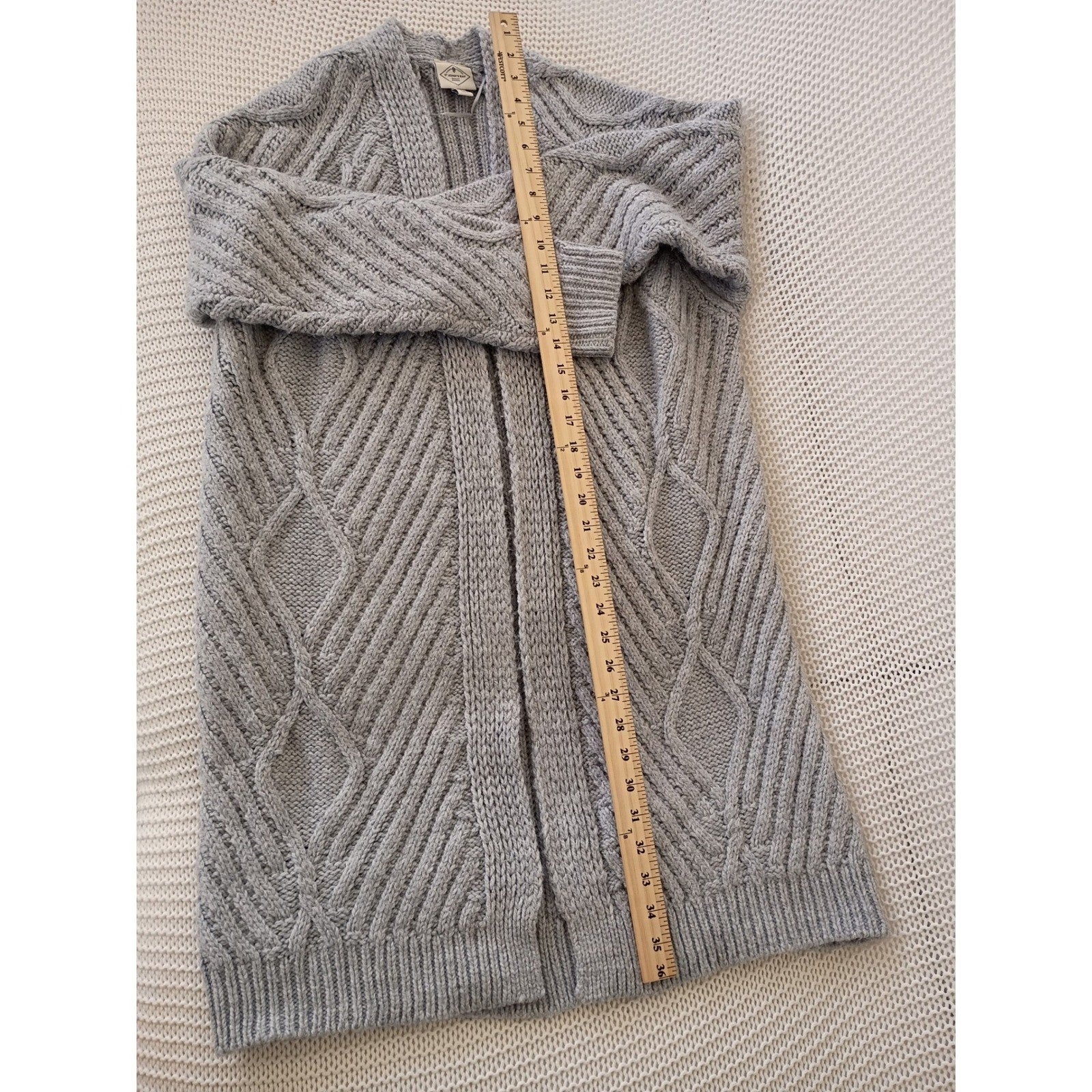 ST JOHNS BAY Gray Chunky Cable Knit Open Cardigan M/L NWOT Cozy Grandmacore $54