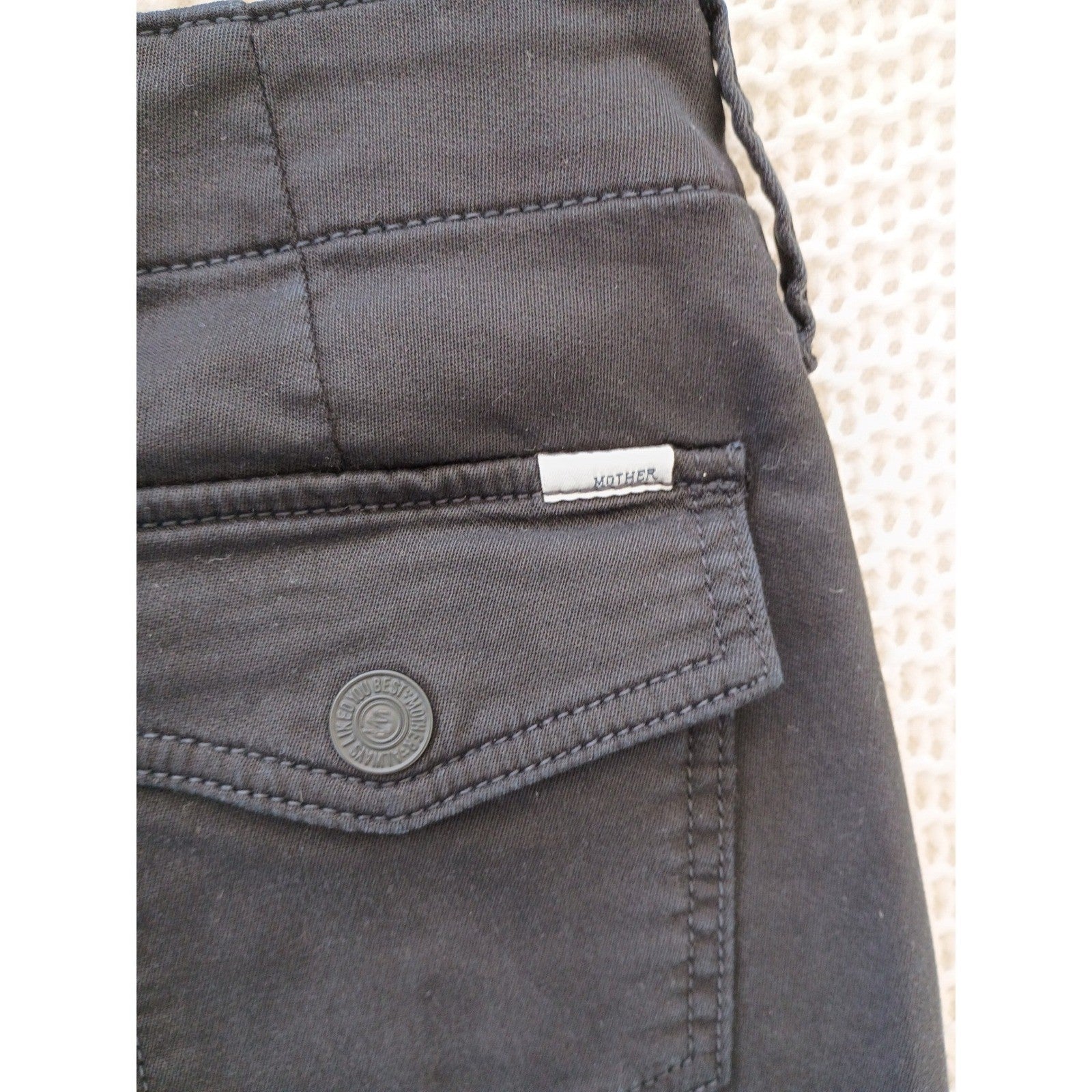 MOTHER Wee Misfit Black Lyocell Cotton Utility Pants Ankle Zip 24x28 USA $248