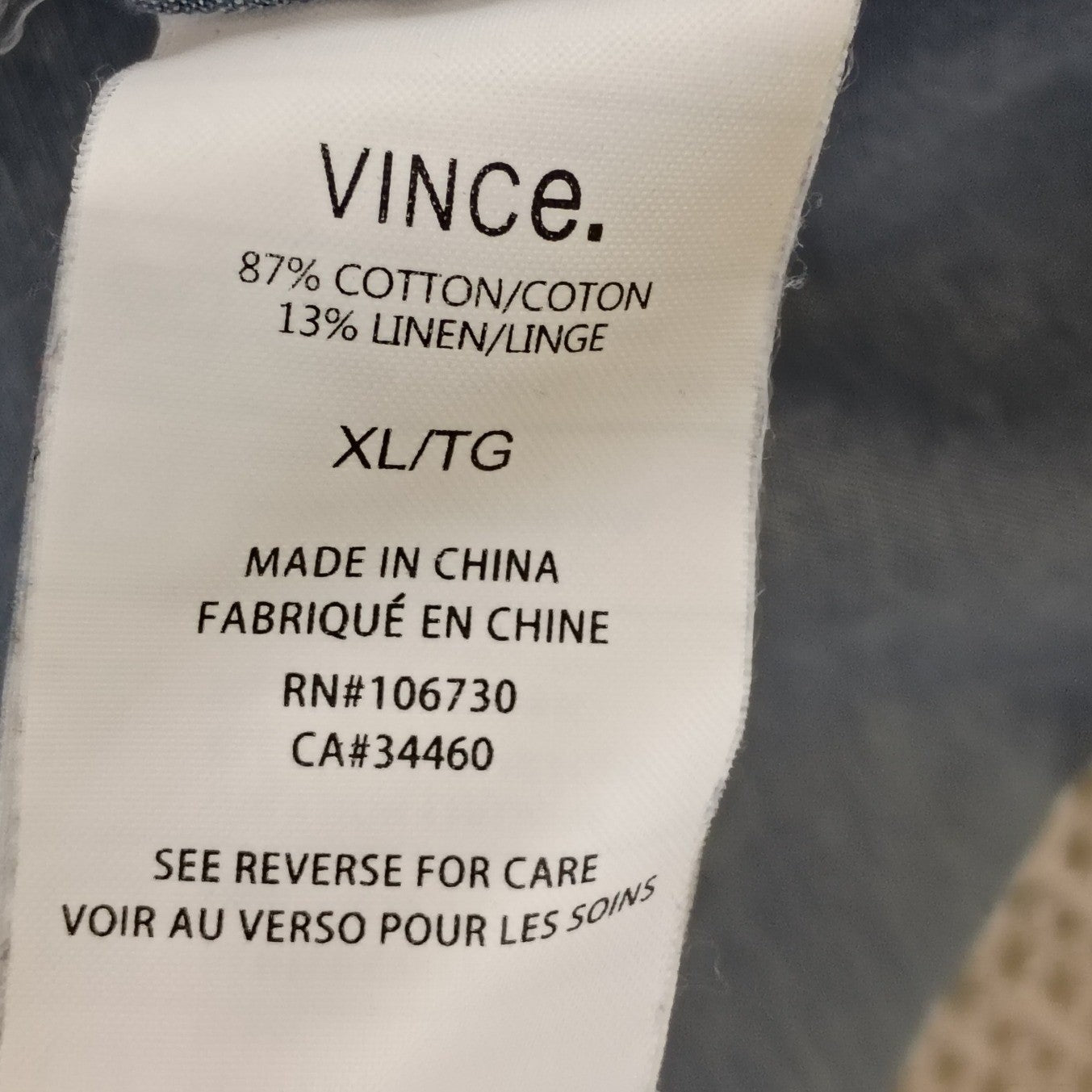 Vince XL Blue Cotton Linen Chambray Button Down Shirt Long Slv Pockets $245