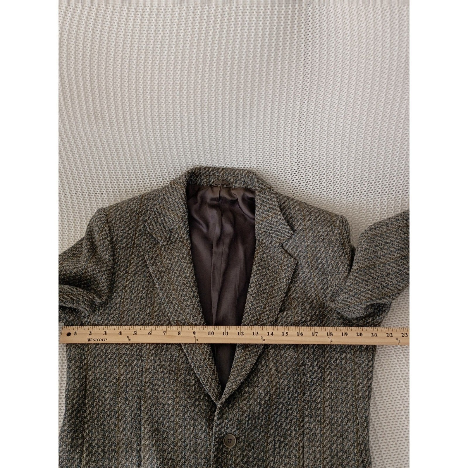 GIMO'S Italy 100% Wool Herringbone Blazer 44R 50E Olive Brn Tweed Jacket Vintage