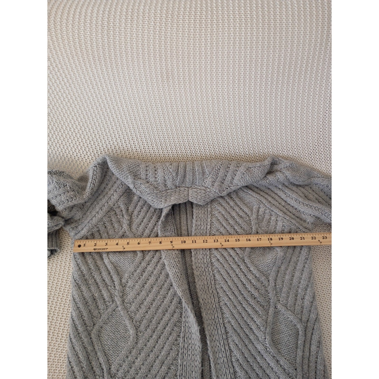 ST JOHNS BAY Gray Chunky Cable Knit Open Cardigan M/L NWOT Cozy Grandmacore $54