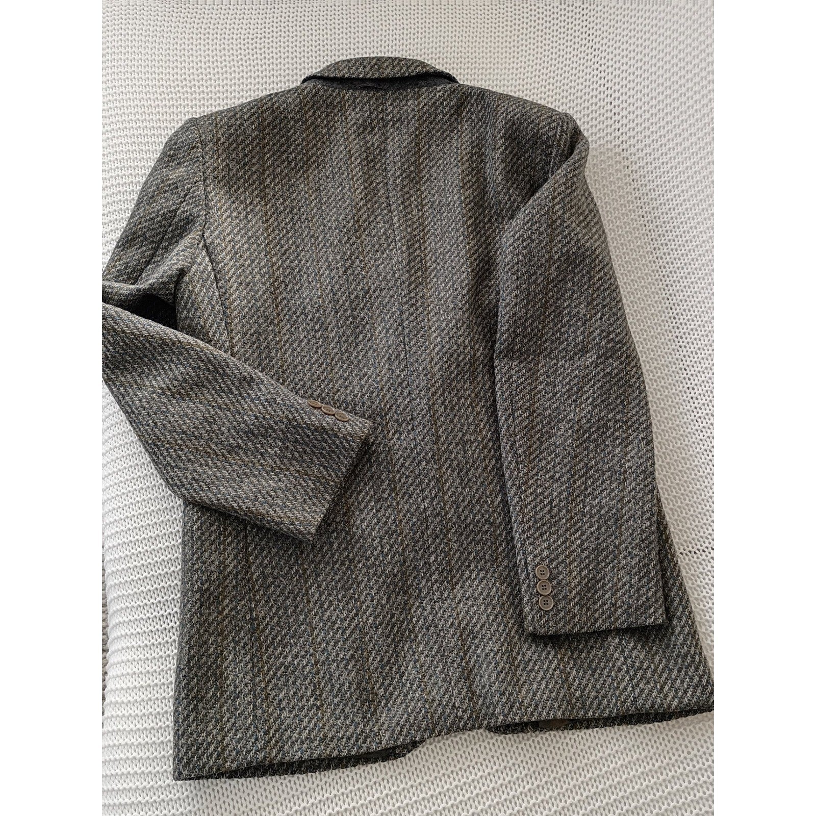 GIMO'S Italy 100% Wool Herringbone Blazer 44R 50E Olive Brn Tweed Jacket Vintage