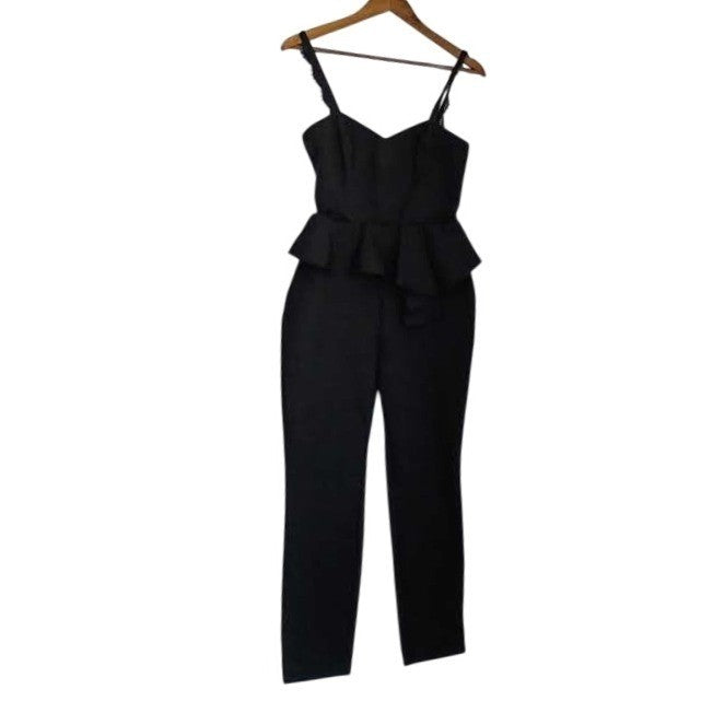 PARKER Kimora Black Peplum Jumpsuit Lace Waist Sweetheart Nk Fits S Elegant $308